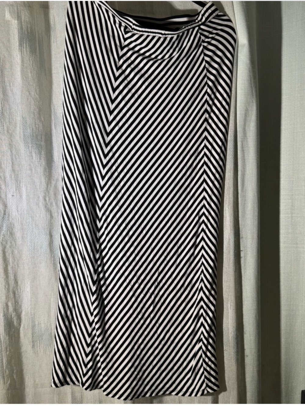 Dalia Black & White Diagonal Stripe Midi Skirt